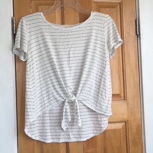 Stevie Hender white striped shirt